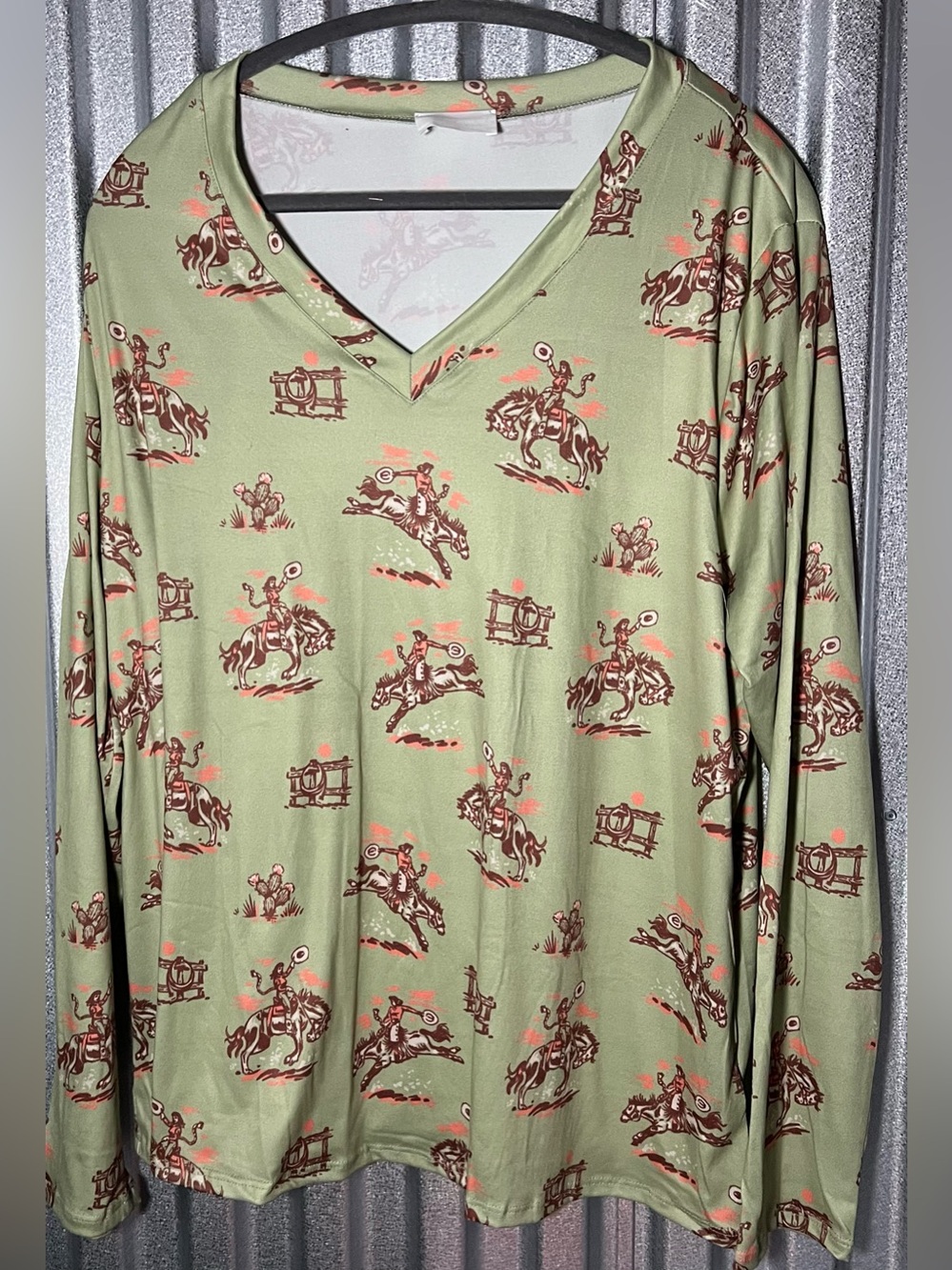 Rolling Ranch Boutique Western Print Long Sleeve Top 3X NWOT